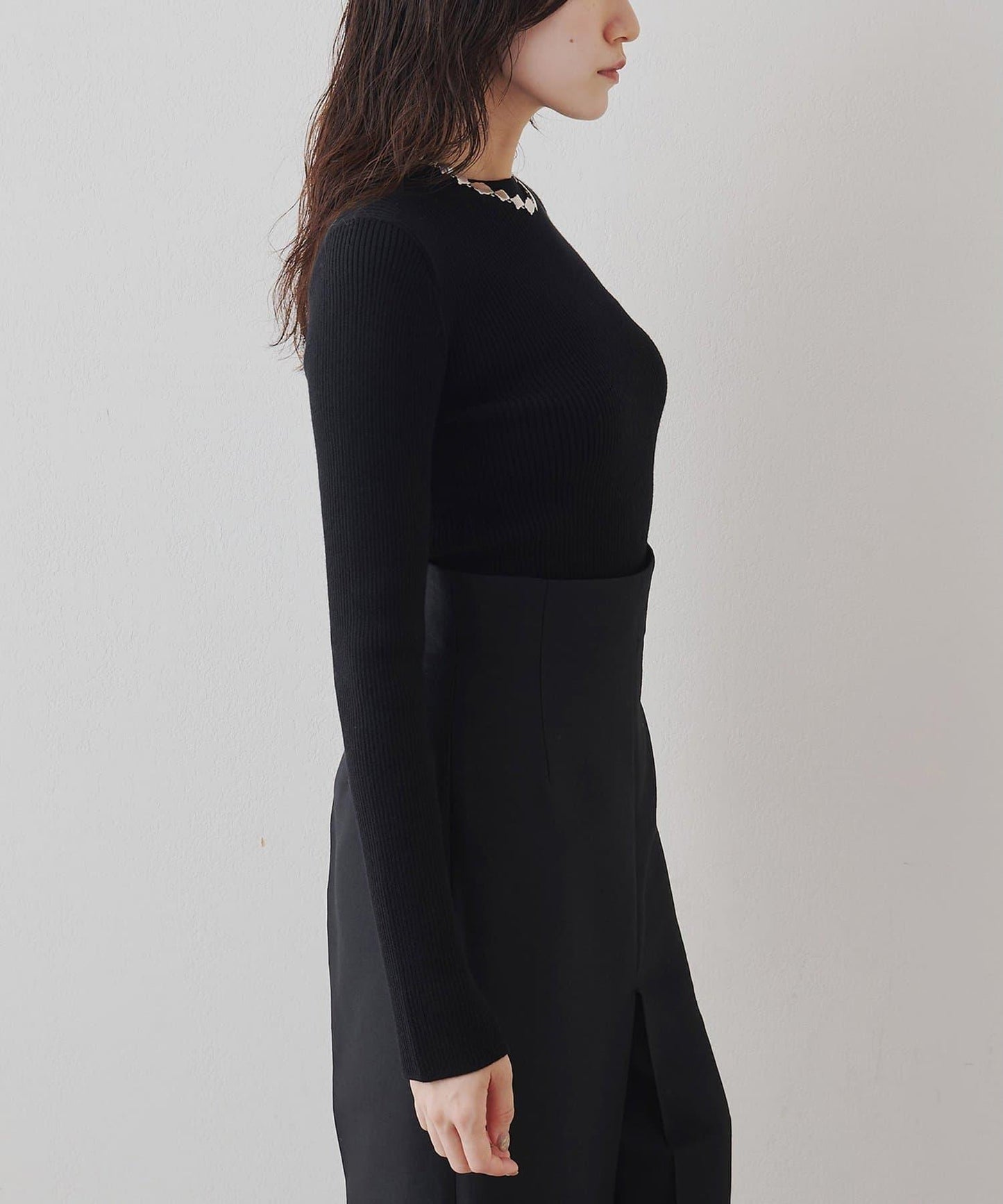 羅紋針織圓領套頭衫