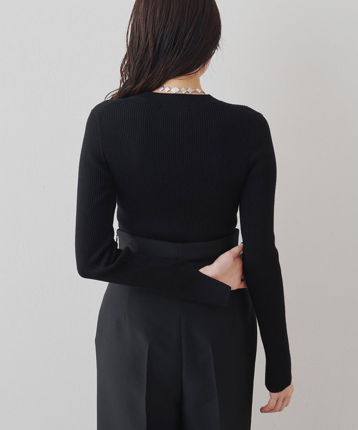 羅紋針織圓領套頭衫