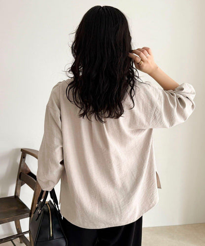 磨毛滾邊褶皺女襯衫