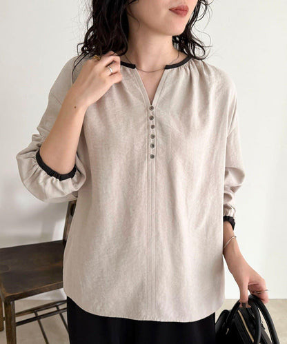 磨毛滾邊褶皺女襯衫