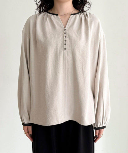 磨毛滾邊褶皺女襯衫