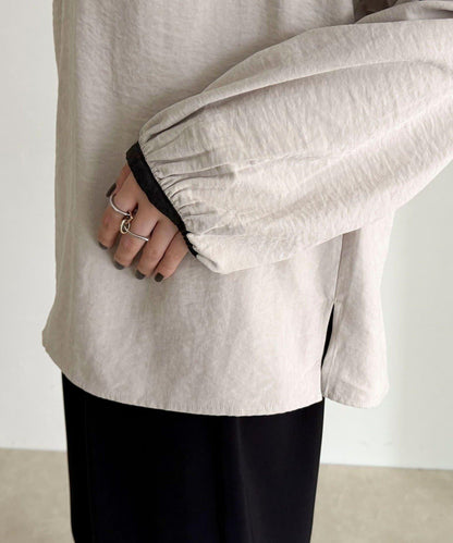 磨毛滾邊褶皺女襯衫