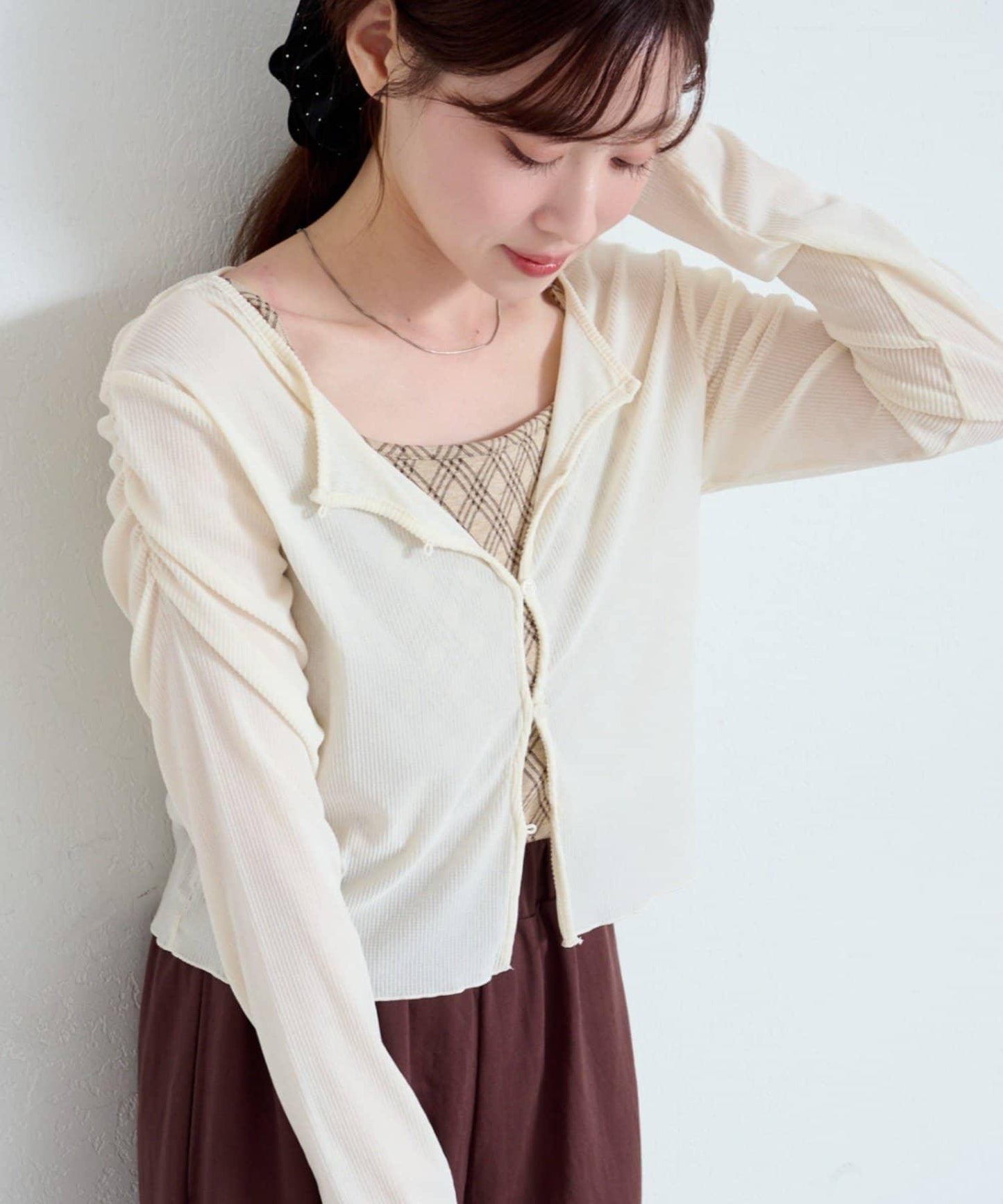 【/2尺碼可選】條紋天鵝絨植絨兩穿開衫