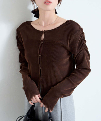 【/2尺碼可選】條紋天鵝絨植絨兩穿開衫