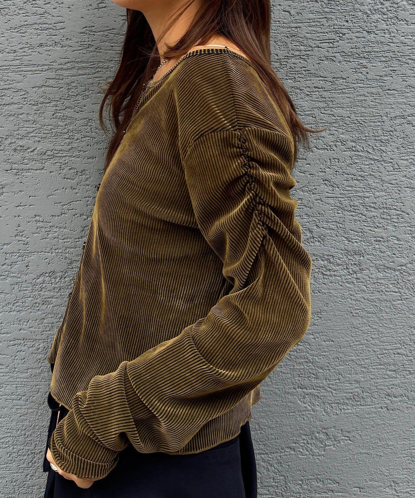 【/2尺碼可選】條紋天鵝絨植絨兩穿開衫