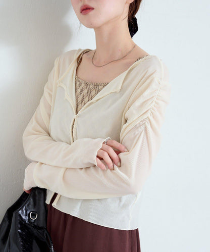 【/2尺碼可選】條紋天鵝絨植絨兩穿開衫