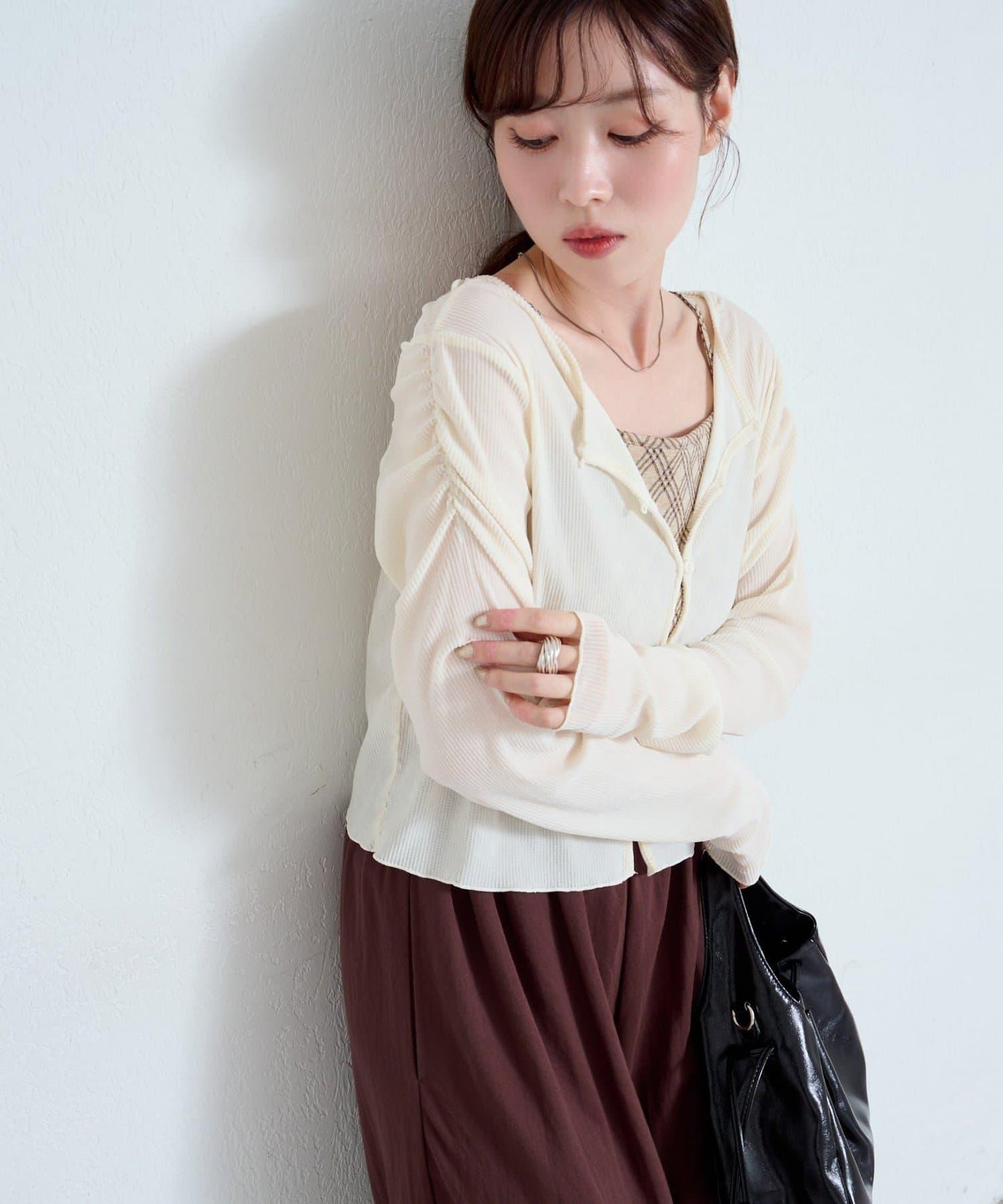 【/2尺碼可選】條紋天鵝絨植絨兩穿開衫