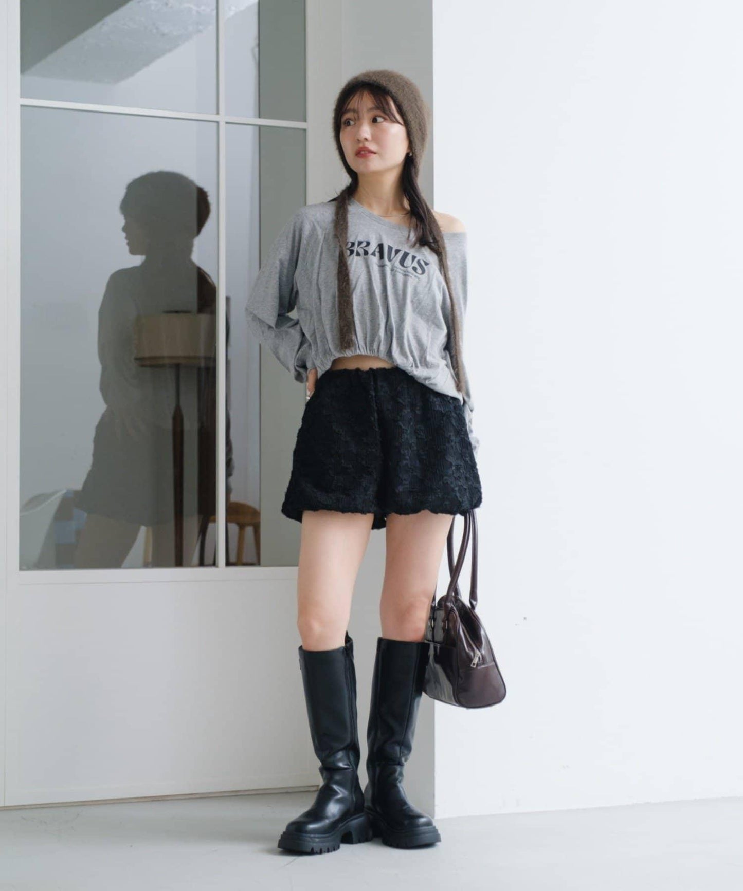 【Kastane】褶皺Logo短袖T恤