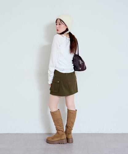 【Kastane】花卉圖案歐帕爾剪裁上衣套裝