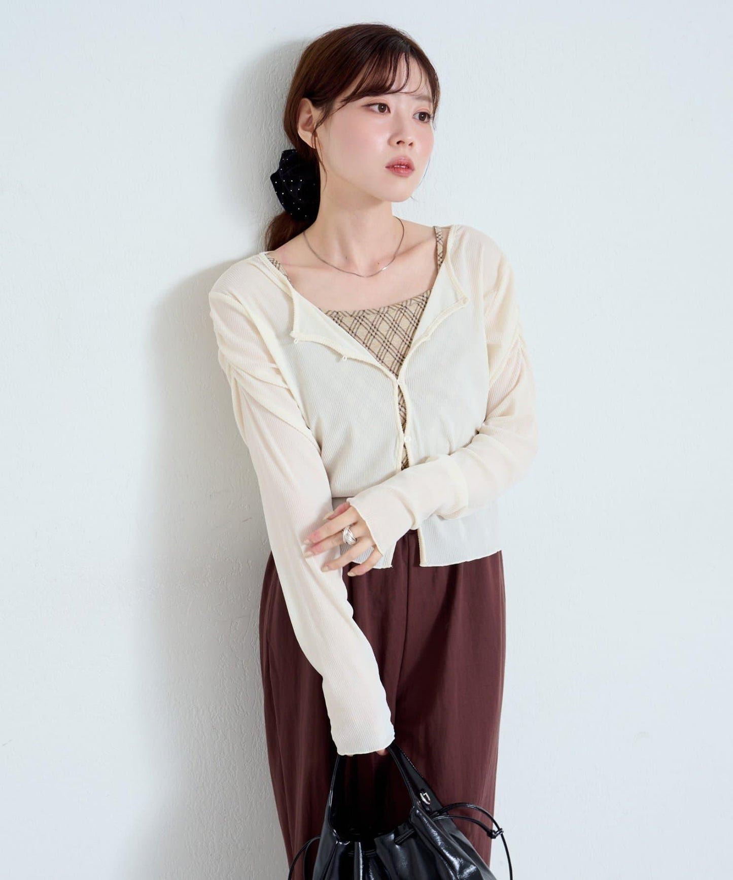 【/2尺碼可選】條紋天鵝絨植絨兩穿開衫