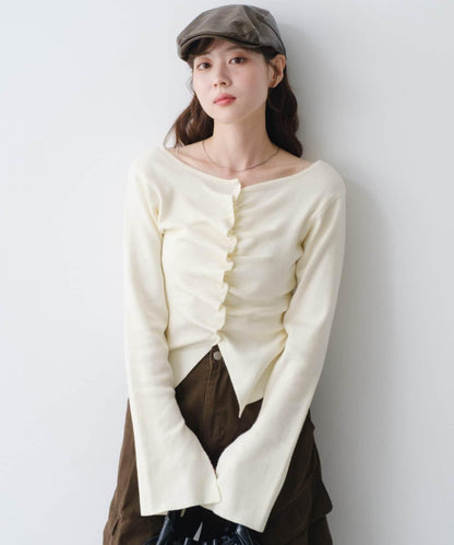 【/四色可選】前褶皺針織開衫
