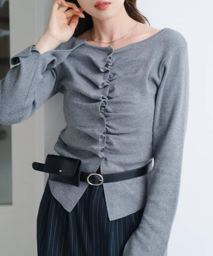 【/四色可選】前褶皺針織開衫