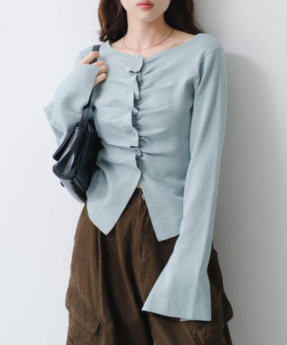 【/四色可選】前褶皺針織開衫