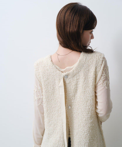 【/S.M尺碼可選】蝴蝶結紗線針織背心