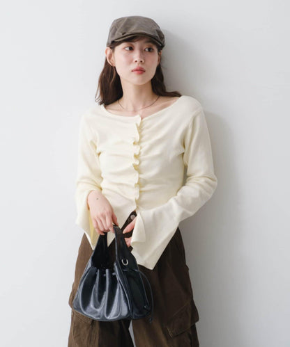 【/四色可選】前褶皺針織開衫