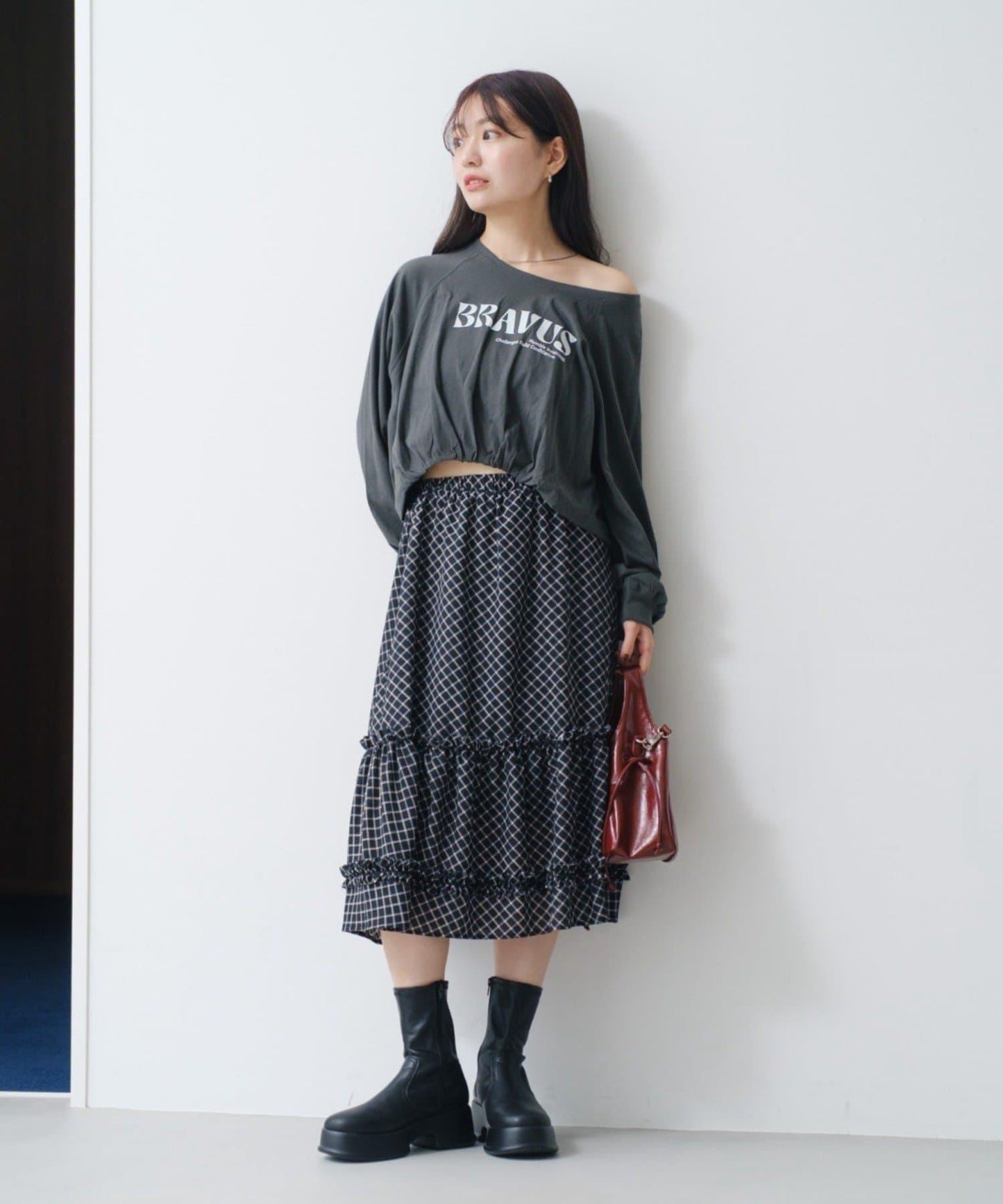 【Kastane】褶皺Logo短袖T恤