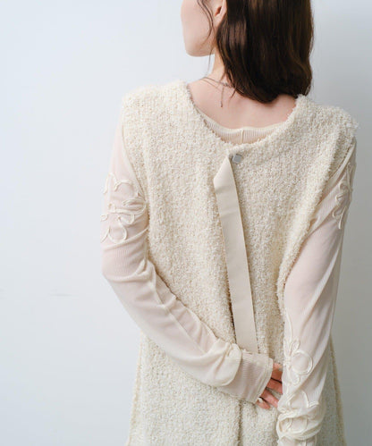 【/S.M尺碼可選】蝴蝶結紗線針織背心