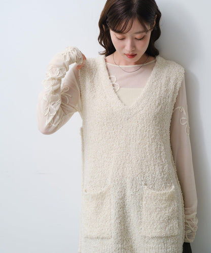 【/S.M尺碼可選】蝴蝶結紗線針織背心