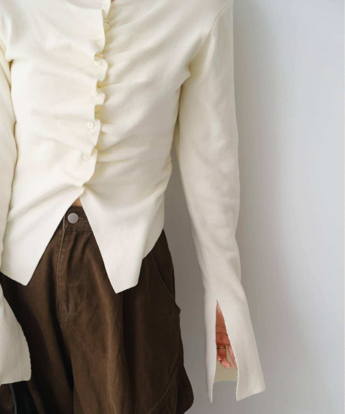 【/四色可選】前褶皺針織開衫