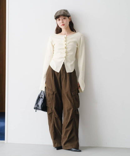 【/四色可選】前褶皺針織開衫