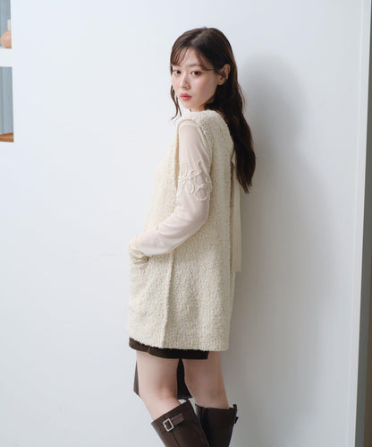 【/S.M尺碼可選】蝴蝶結紗線針織背心