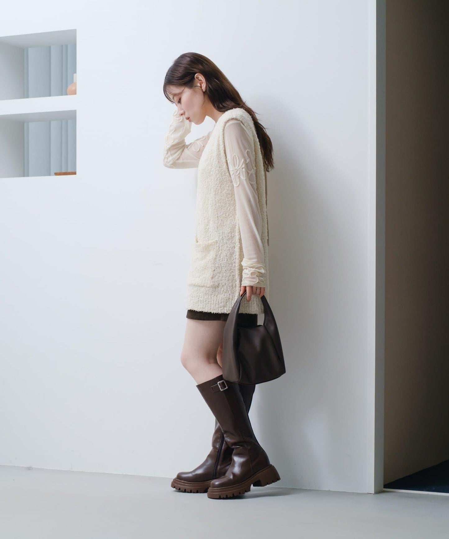 【/S.M尺碼可選】蝴蝶結紗線針織背心