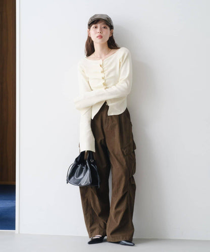 【/四色可選】前褶皺針織開衫