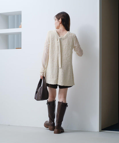 【/S.M尺碼可選】蝴蝶結紗線針織背心