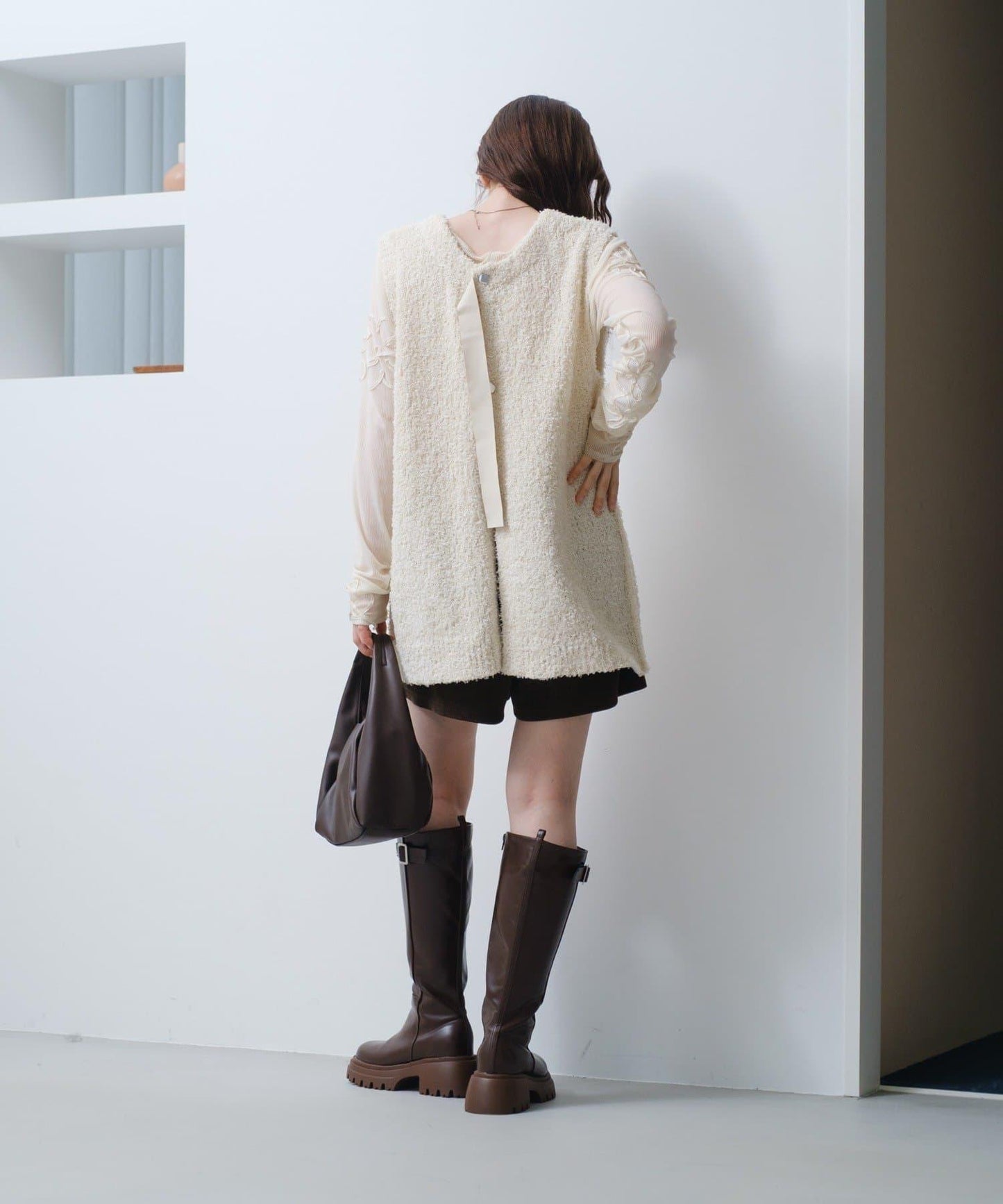 【/S.M尺碼可選】蝴蝶結紗線針織背心