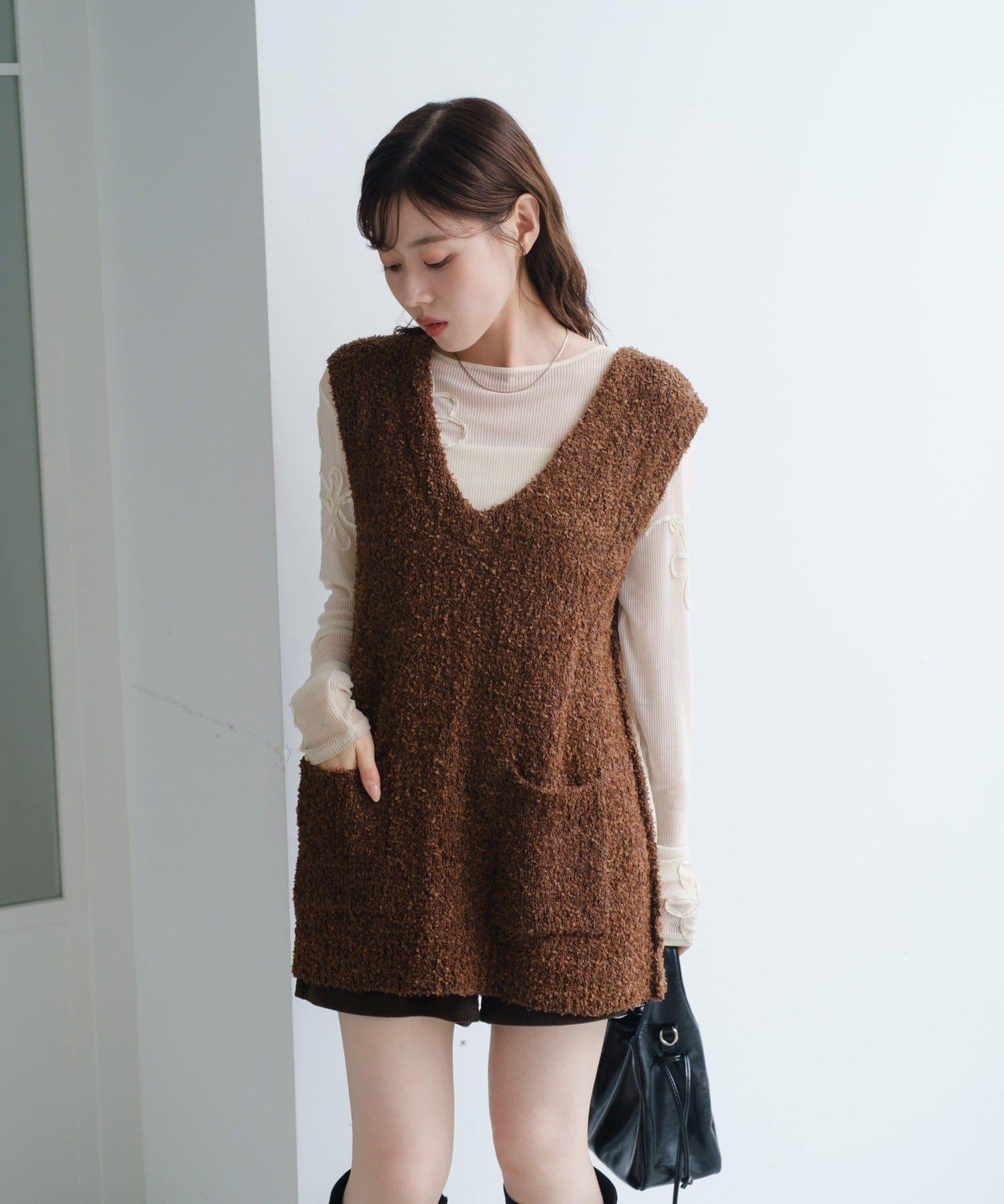 【/S.M尺碼可選】蝴蝶結紗線針織背心