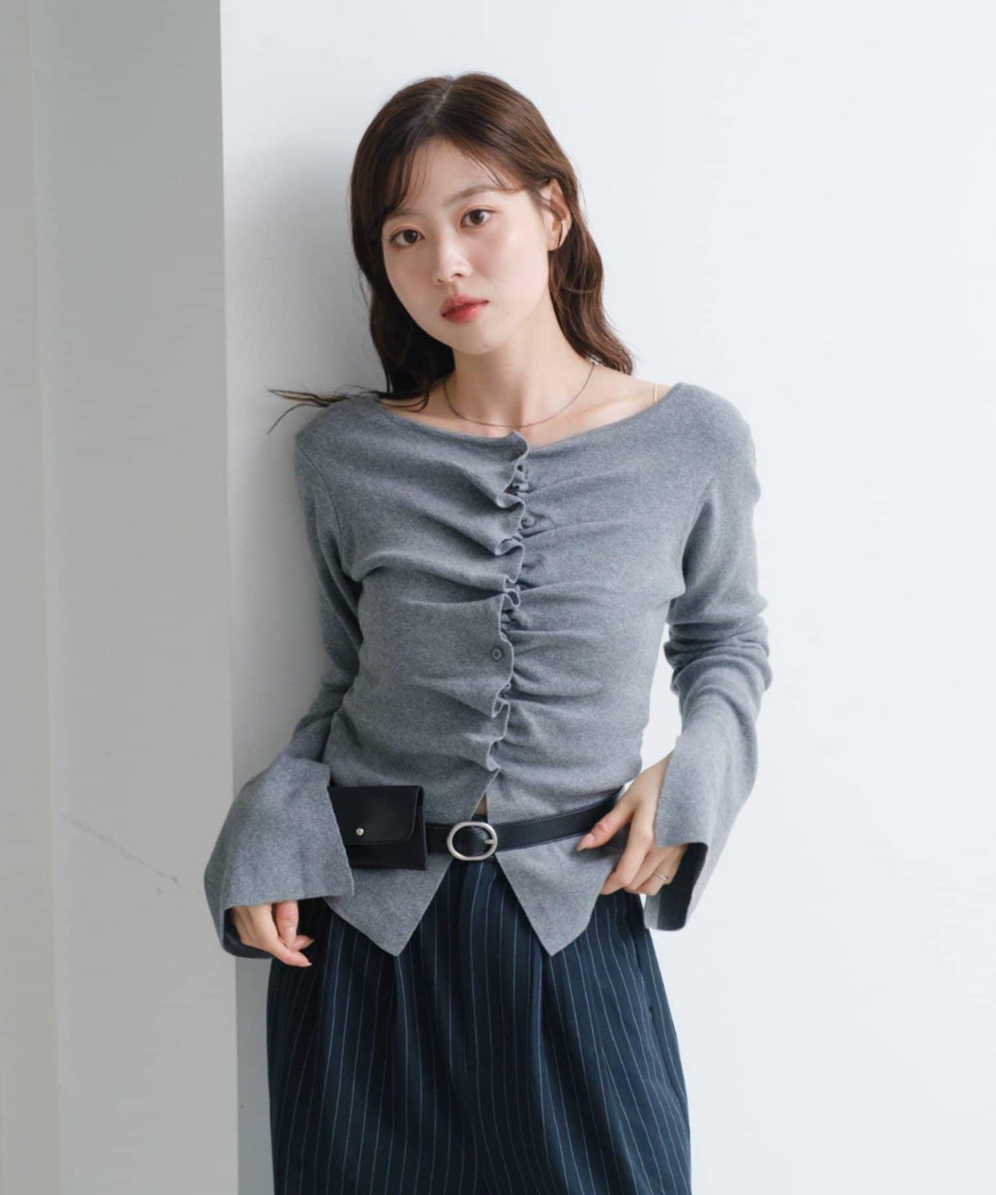 【/四色可選】前褶皺針織開衫