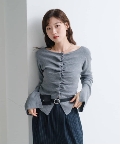 【/四色可選】前褶皺針織開衫