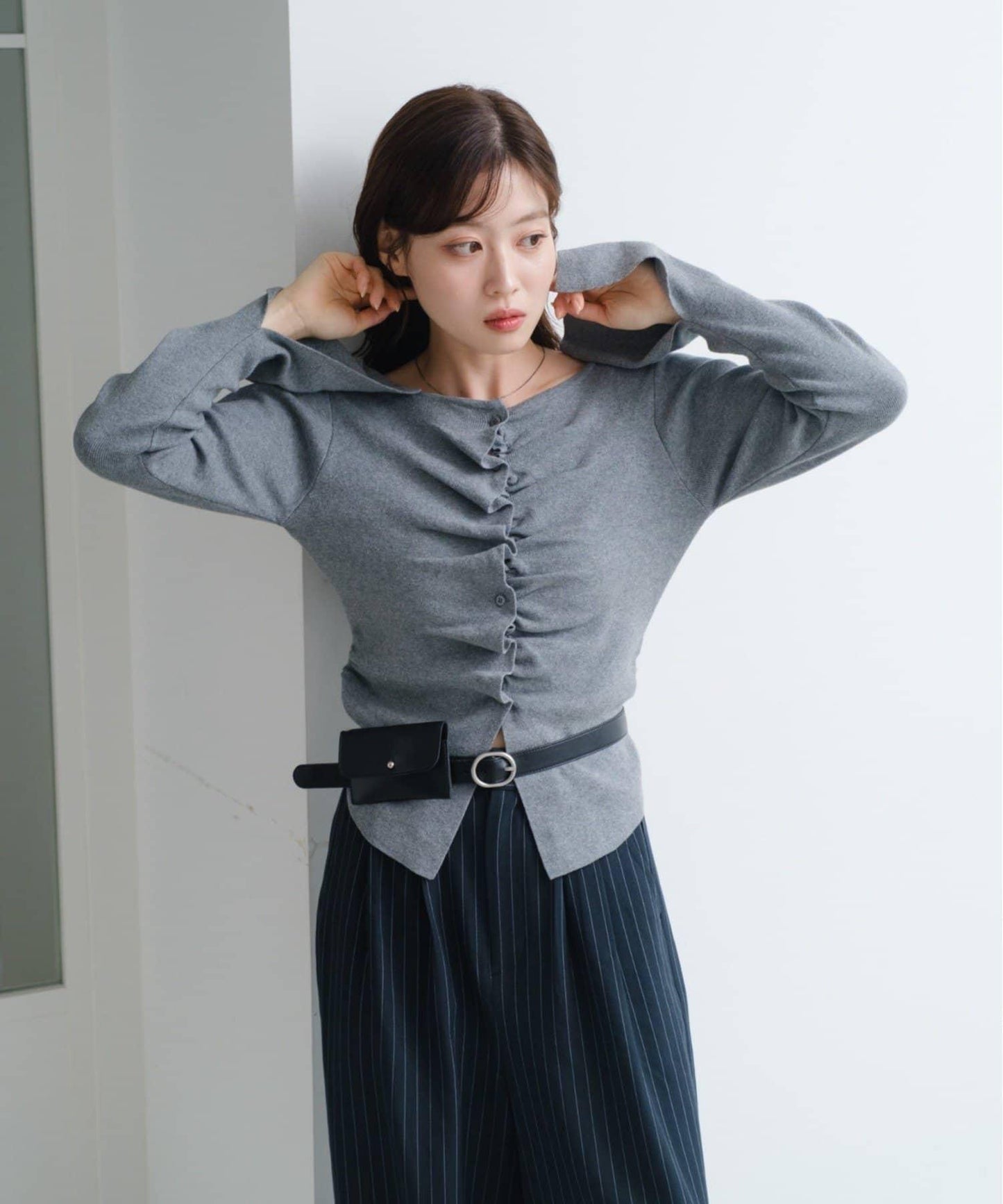 【/四色可選】前褶皺針織開衫