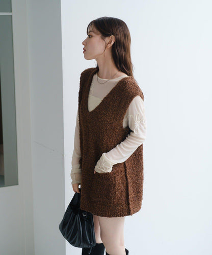 【/S.M尺碼可選】蝴蝶結紗線針織背心