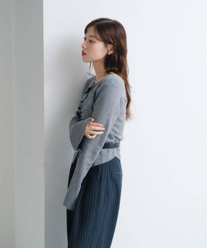 【/四色可選】前褶皺針織開衫