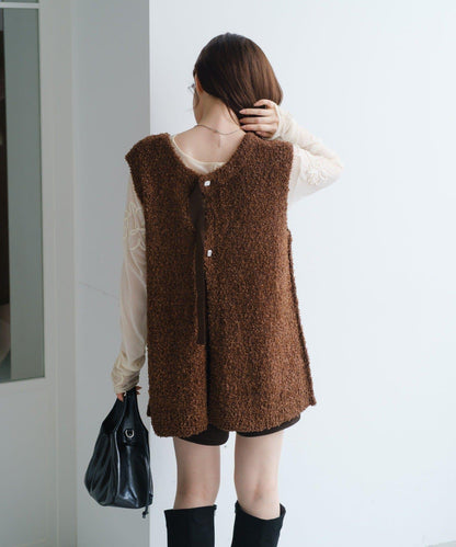 【/S.M尺碼可選】蝴蝶結紗線針織背心