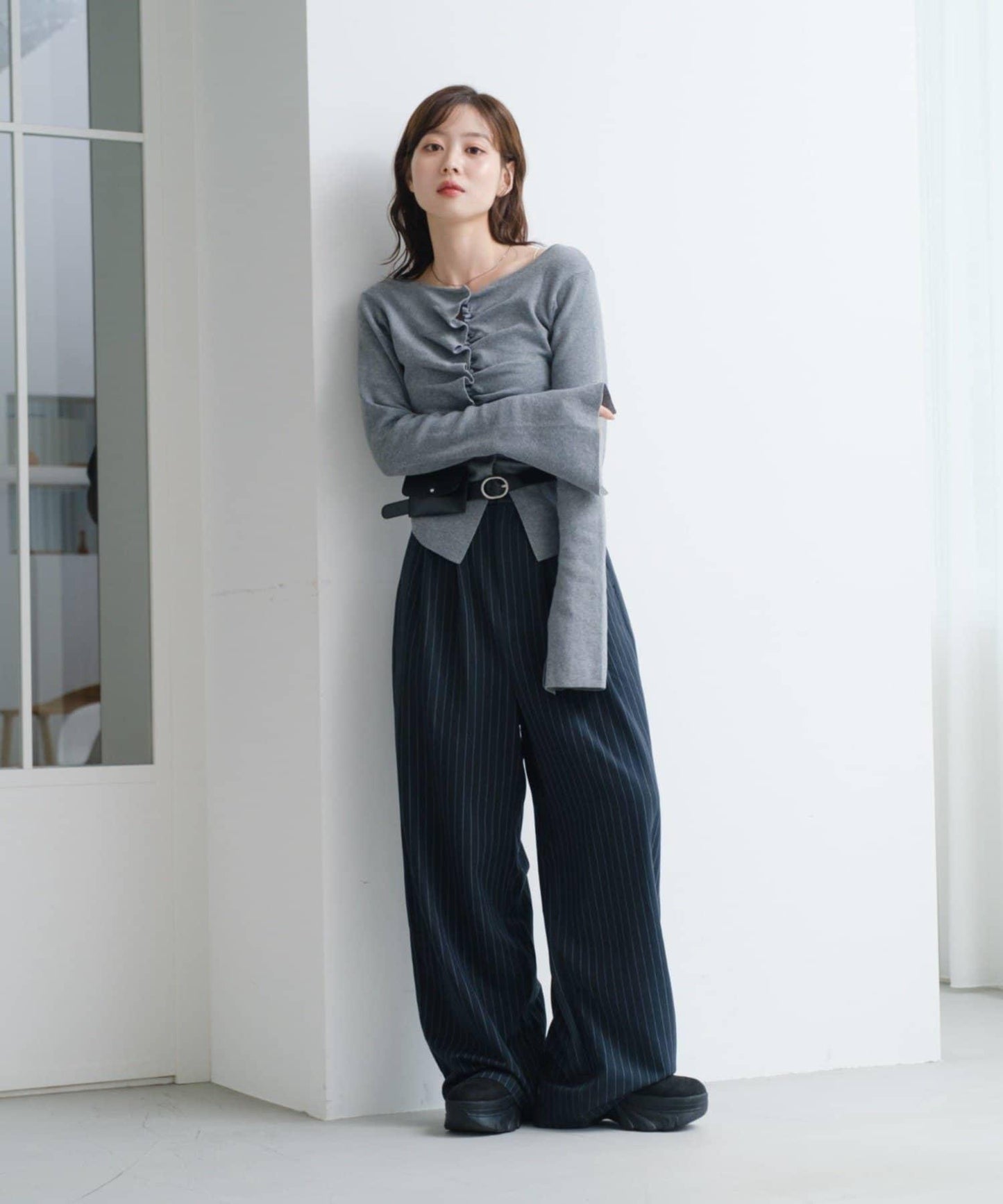 【/四色可選】前褶皺針織開衫