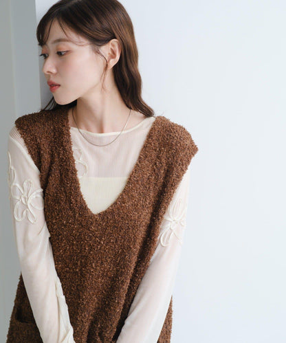 【/S.M尺碼可選】蝴蝶結紗線針織背心