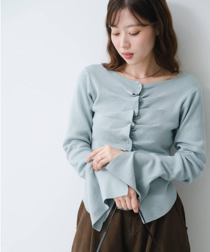 【/四色可選】前褶皺針織開衫