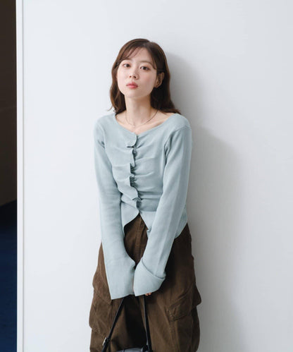 【/四色可選】前褶皺針織開衫