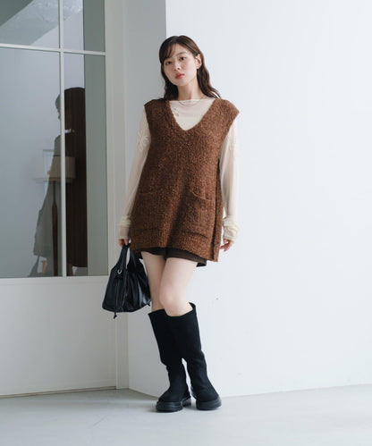 【/S.M尺碼可選】蝴蝶結紗線針織背心