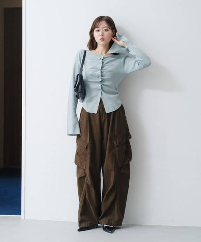 【/四色可選】前褶皺針織開衫