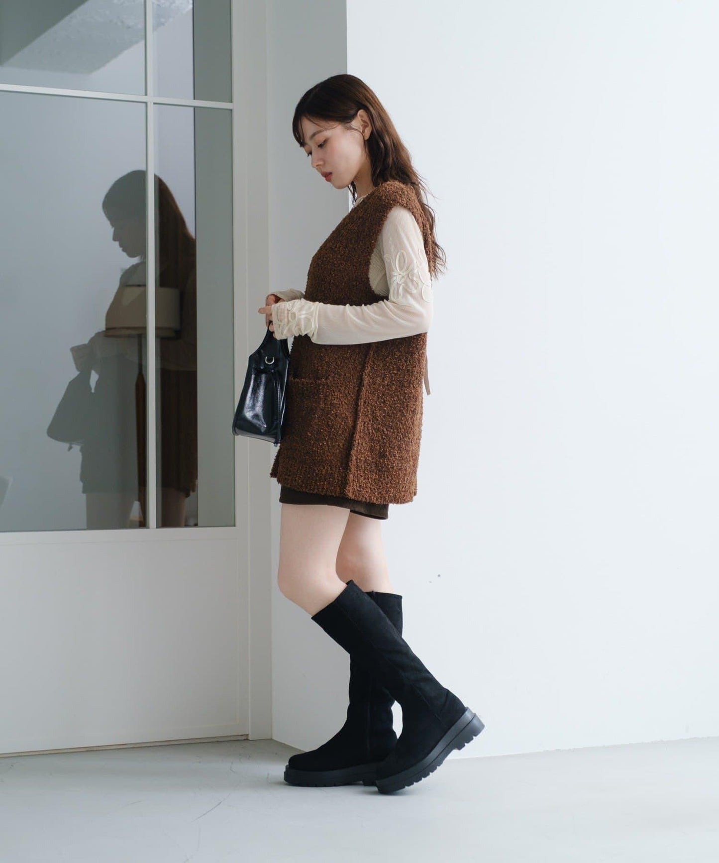 【/S.M尺碼可選】蝴蝶結紗線針織背心