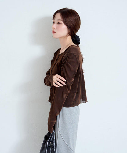 【/2尺碼可選】條紋天鵝絨植絨兩穿開衫