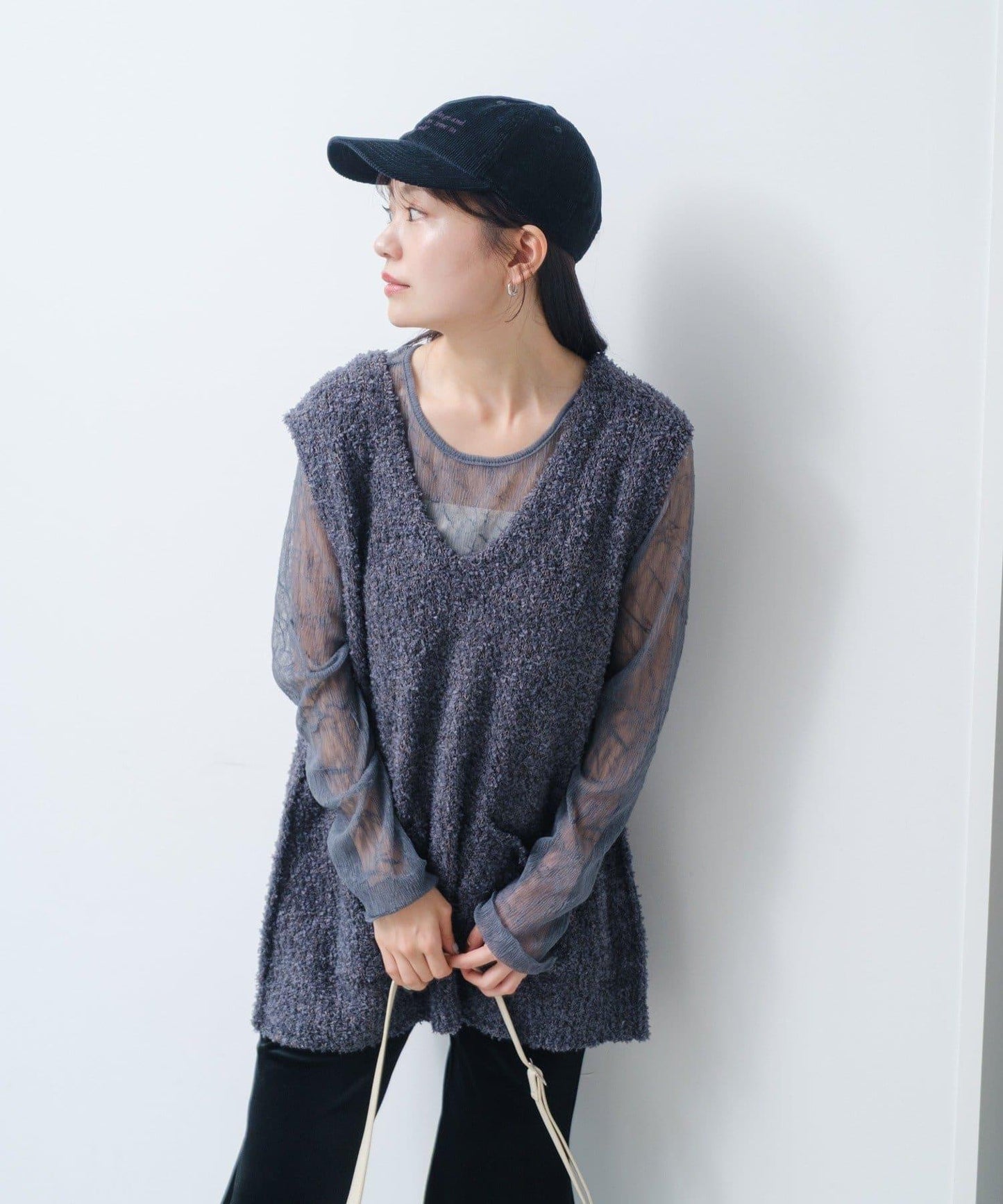 【/S.M尺碼可選】蝴蝶結紗線針織背心