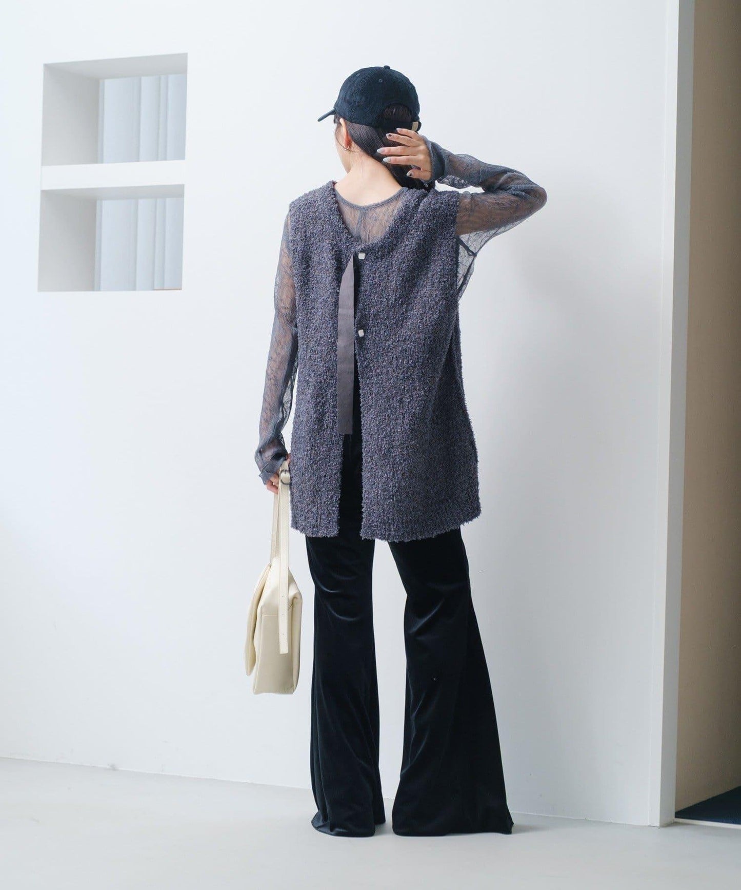 【/S.M尺碼可選】蝴蝶結紗線針織背心