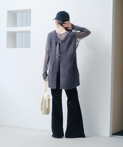 【/S.M尺碼可選】蝴蝶結紗線針織背心