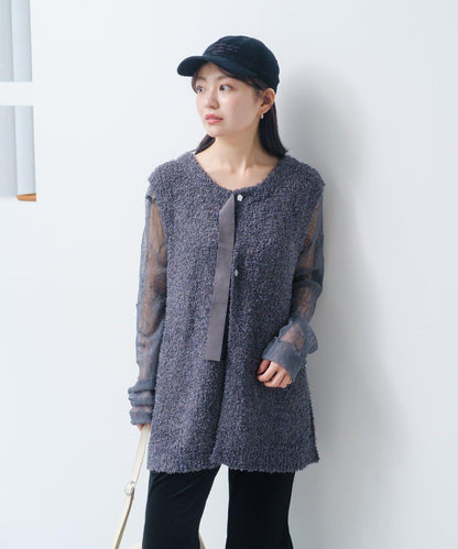 【/S.M尺碼可選】蝴蝶結紗線針織背心