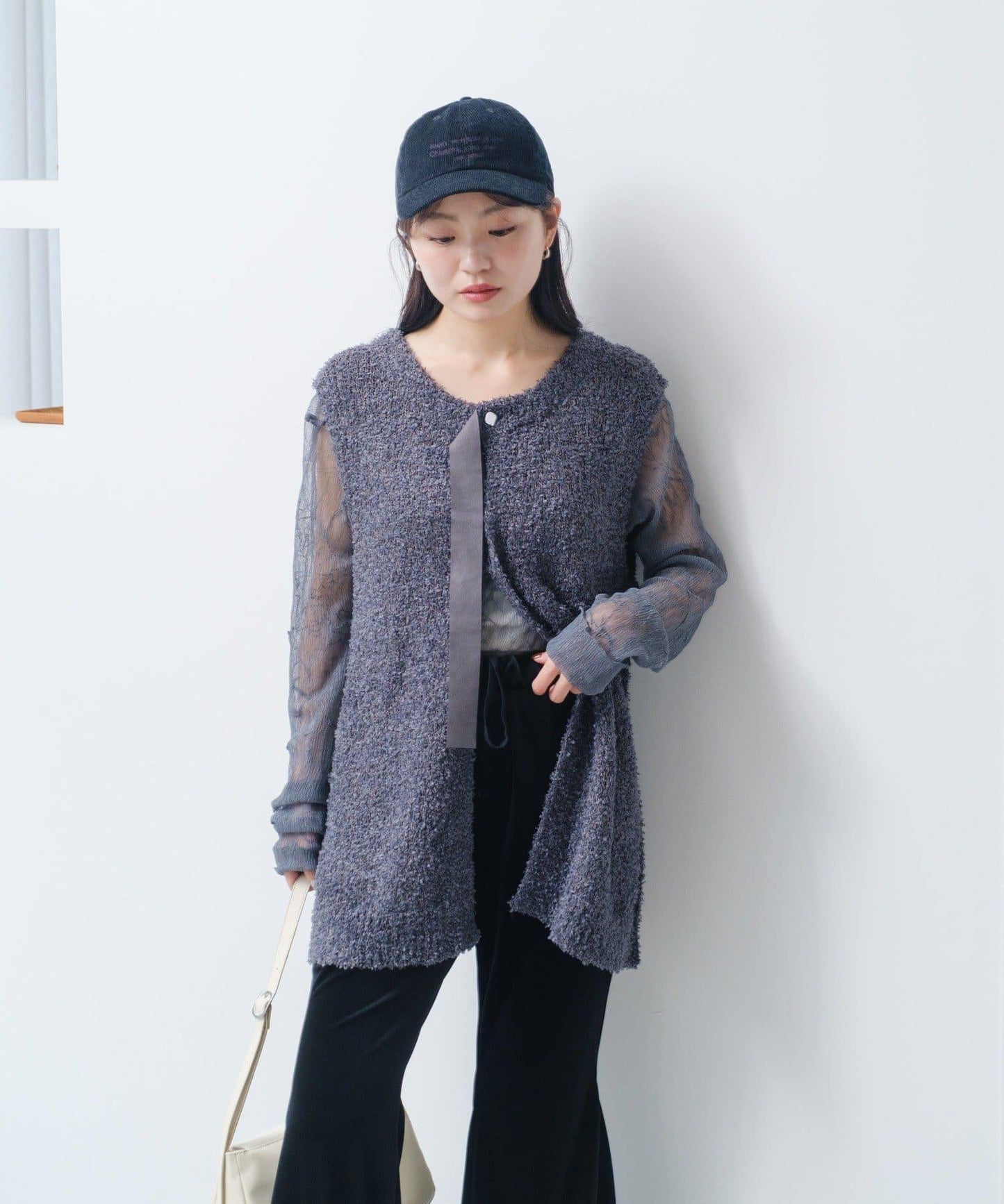 【/S.M尺碼可選】蝴蝶結紗線針織背心