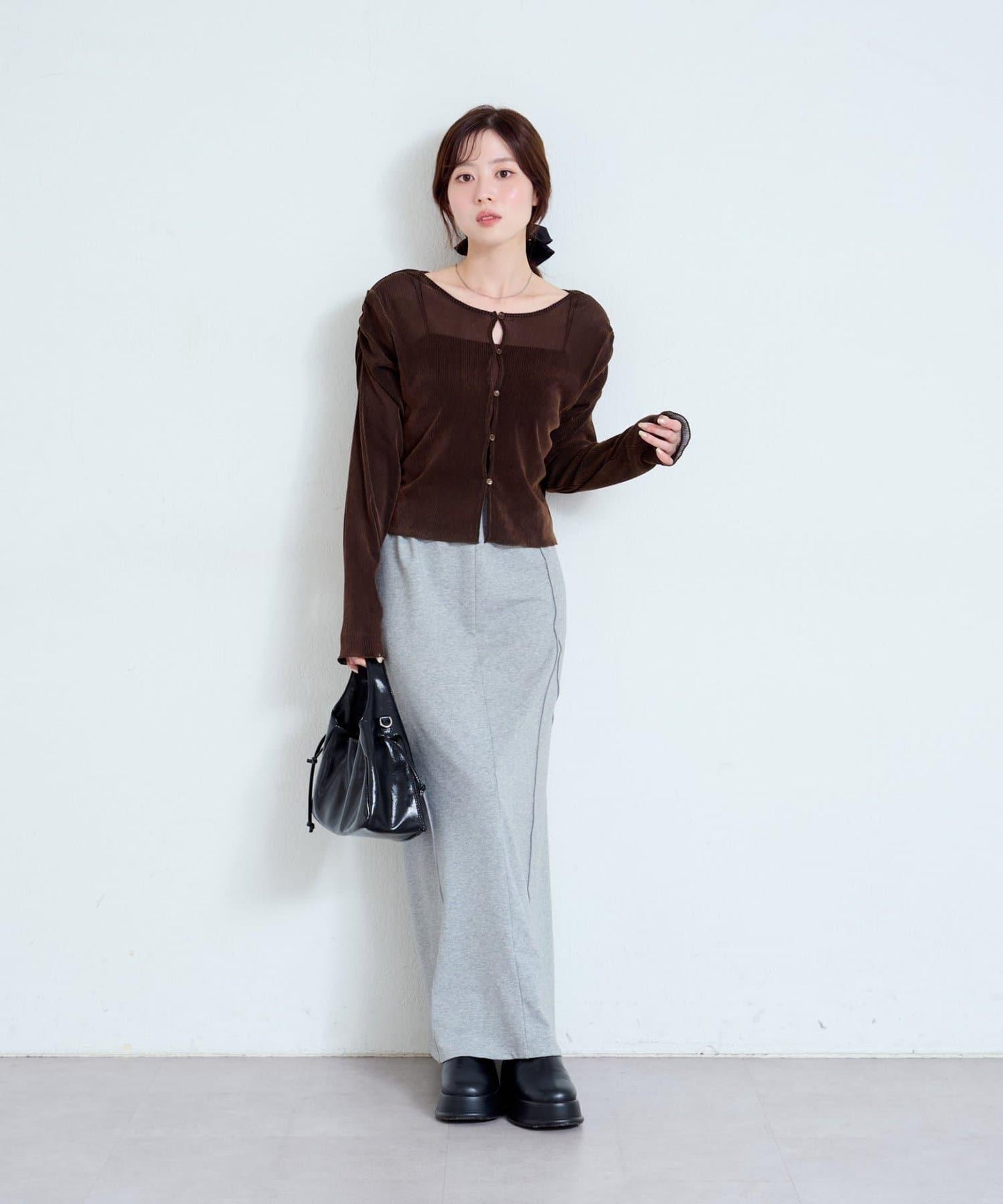 【/2尺碼可選】條紋天鵝絨植絨兩穿開衫